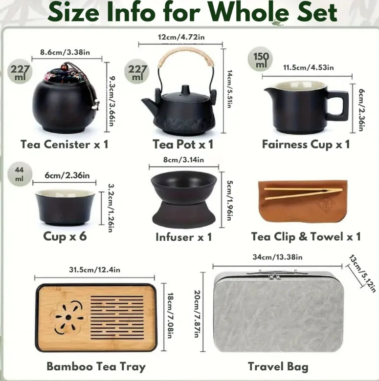 14-Piece Portable Travel Tea Set