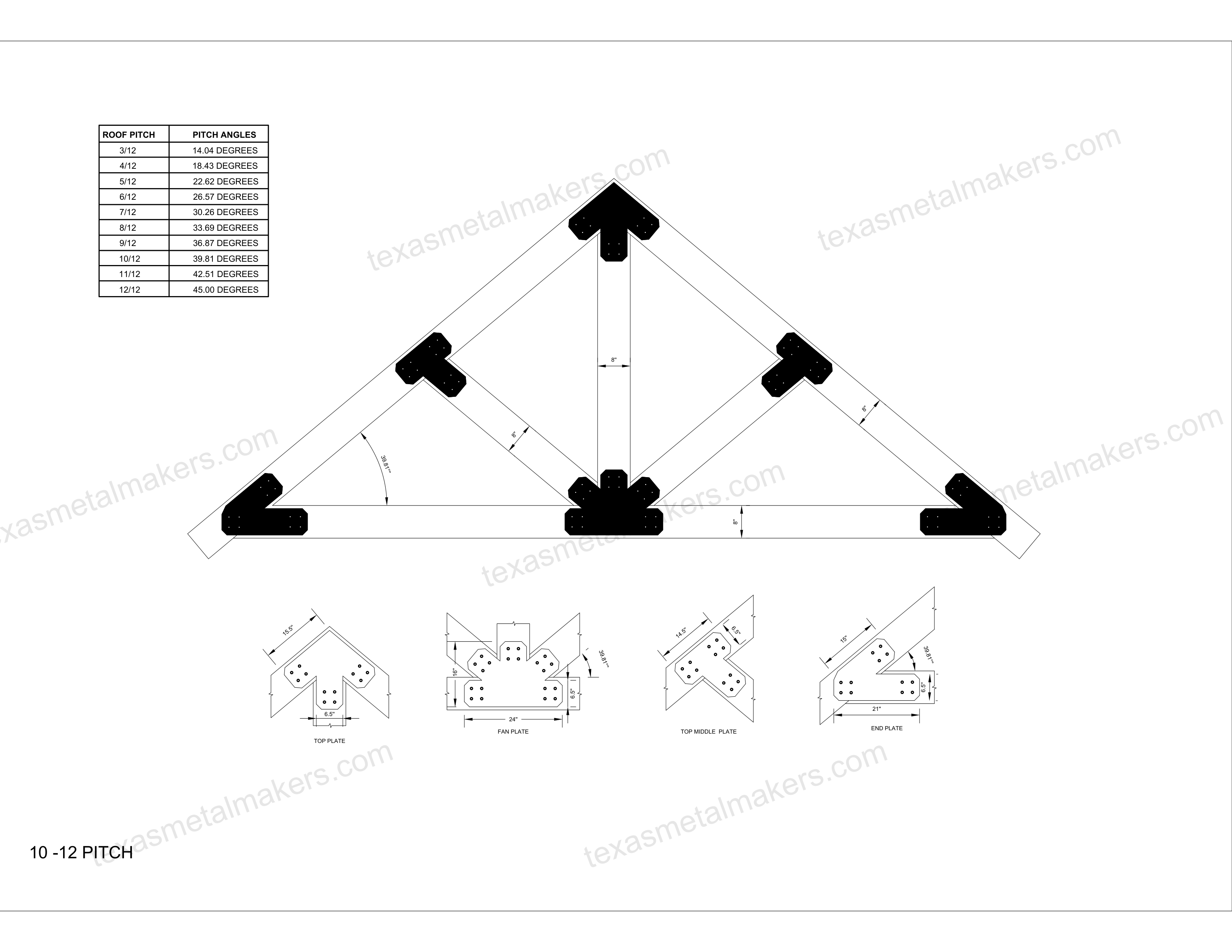 Chamfered Design Dog Eared Timber Truss Brackets for 8x8 Posts, 8" Timber Truss Brackets, 8x8 Fan Bracket