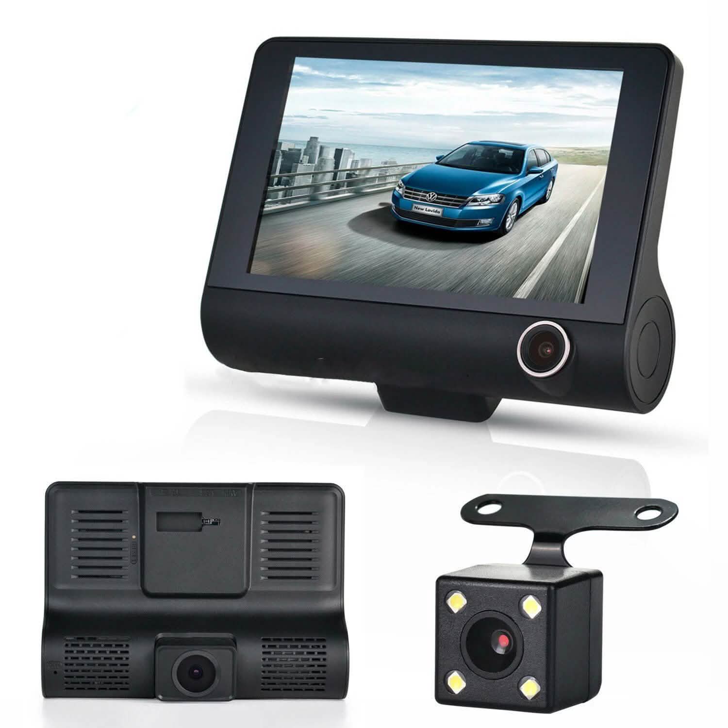 1080P 4" Dual Lens HD Car DVR Rearview Video Dash Cam Recorder Camera G-sensor