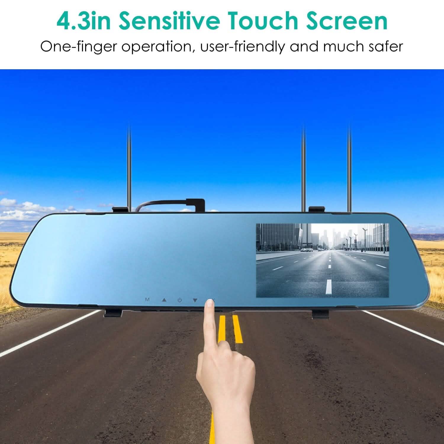 1080P Car DVR 4.3inches Dash Cam with 140° Angle Loop Recording