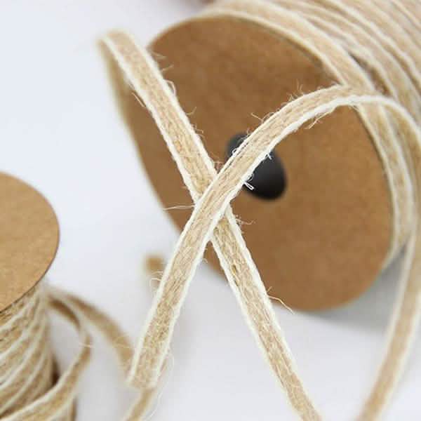 10M/Roll Width 0.5cm Jute Burlap Rolls Hessian Ribbon With Lace Vintage Rustic Wedding Decoration