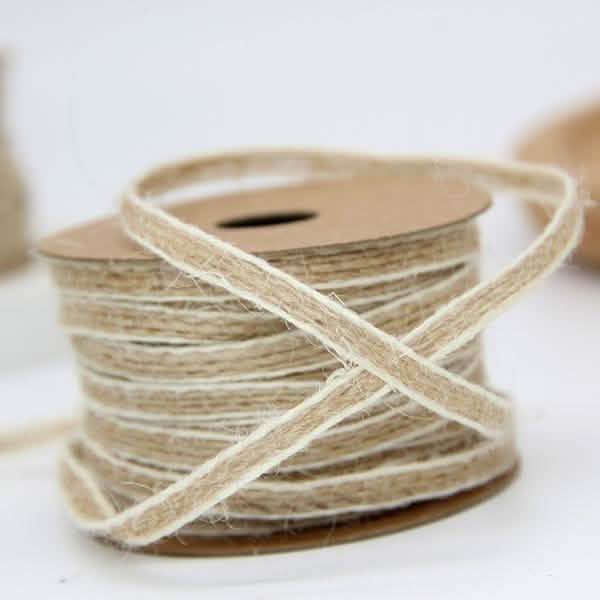 10M/Roll Width 0.5cm Jute Burlap Rolls Hessian Ribbon With Lace Vintage Rustic Wedding Decoration