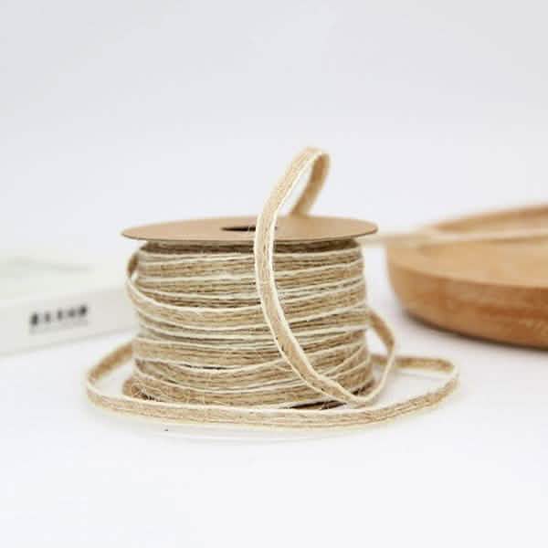 10M/Roll Width 0.5cm Jute Burlap Rolls Hessian Ribbon With Lace Vintage Rustic Wedding Decoration