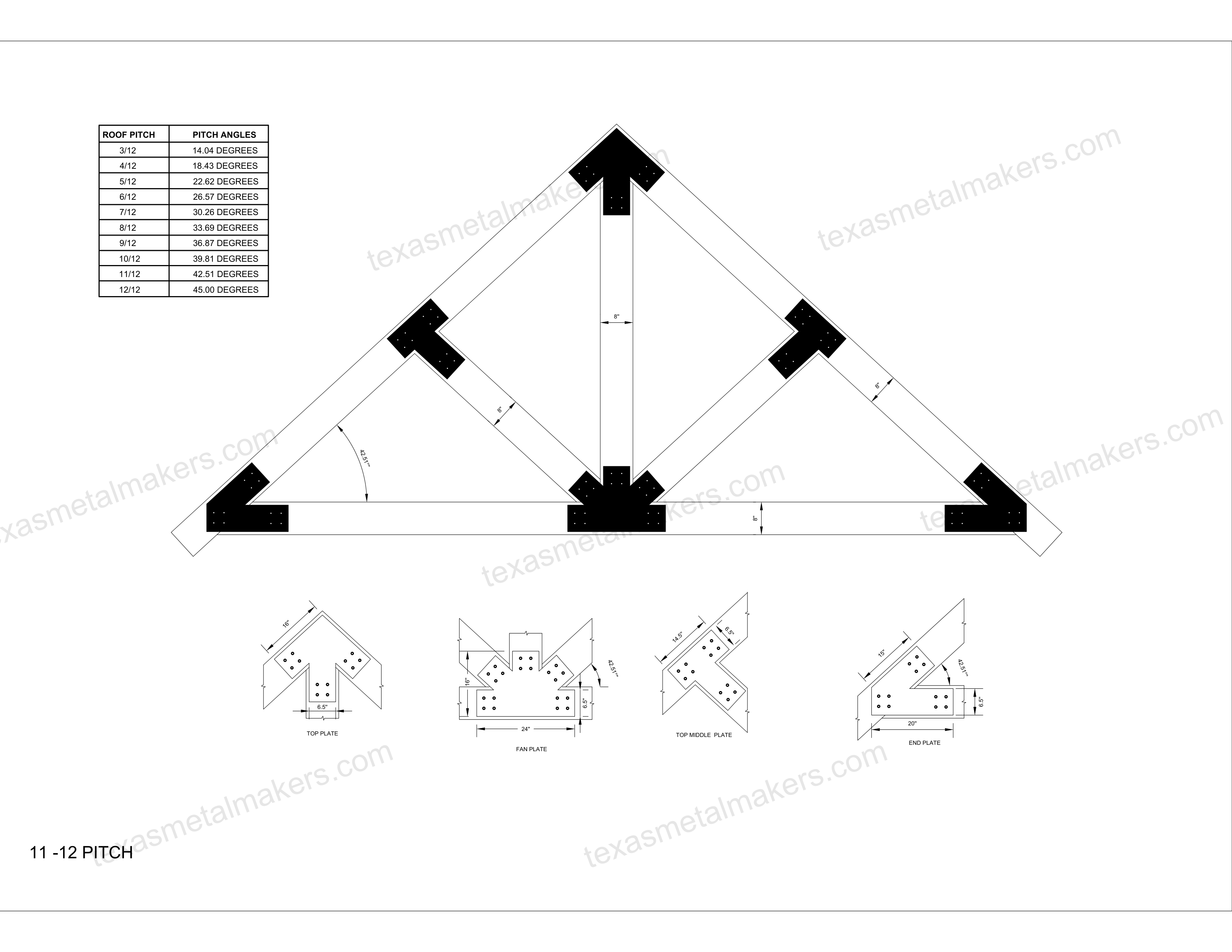 Structural Design Timber Truss Brackets for 8x8 Posts, 8" Timber Truss Bracket, 8x8 Fan Bracket