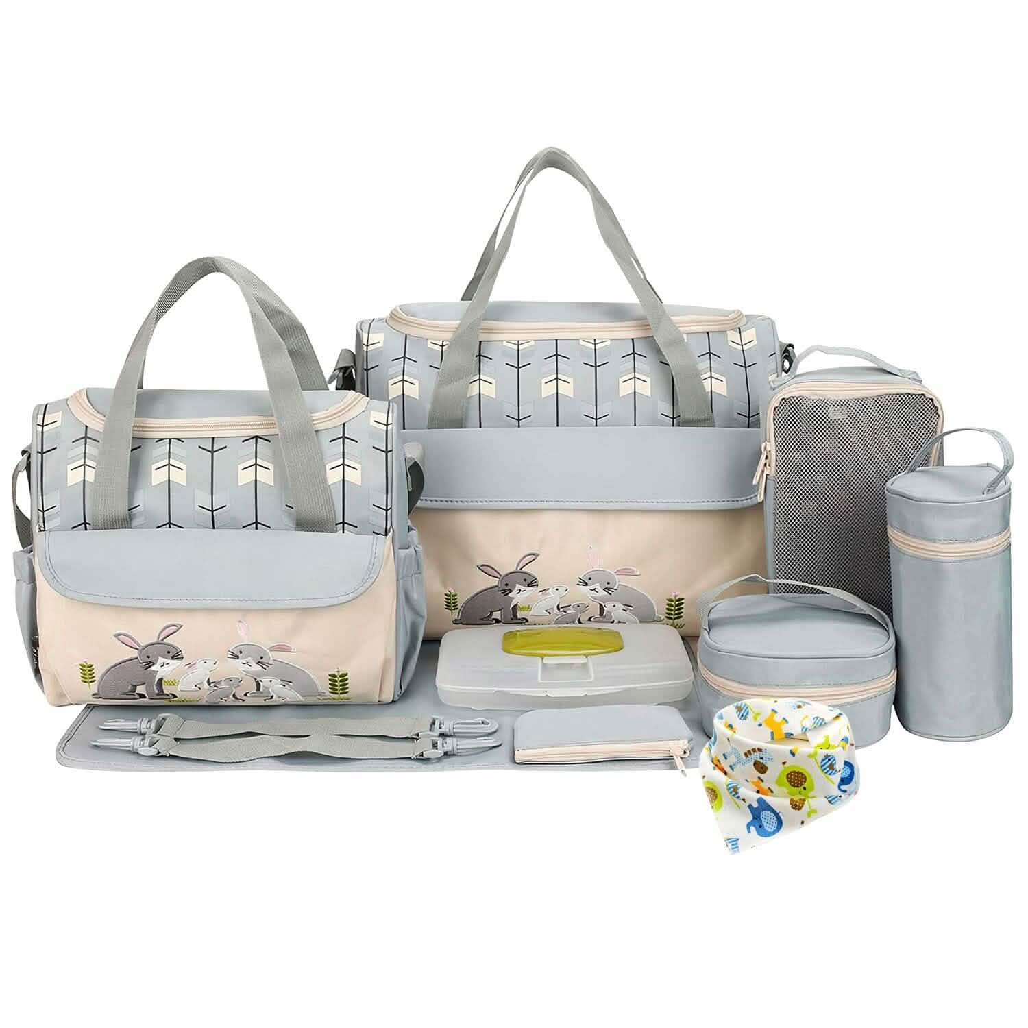 11-Piece Set: Multifunctional Diaper Handbags with Food Bag
