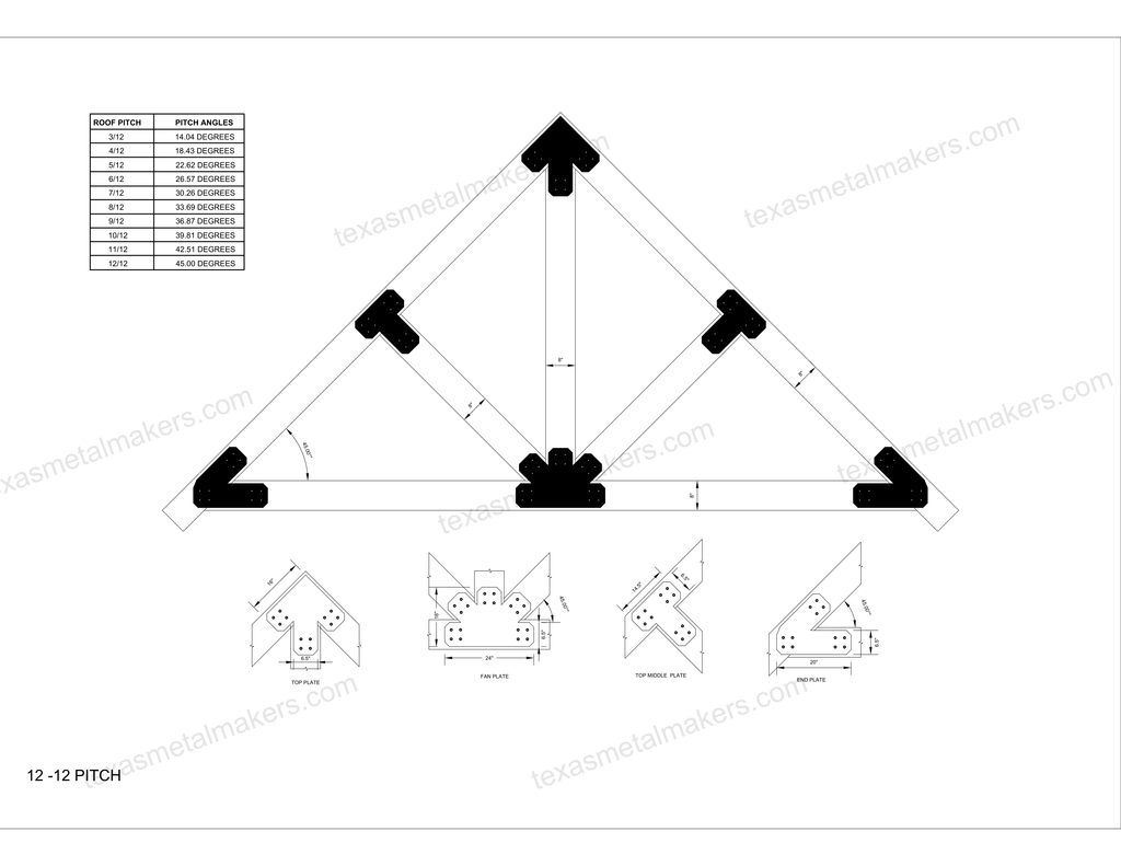 Chamfered Design Dog Eared Timber Truss Brackets for 8x8 Posts, 8" Timber Truss Brackets