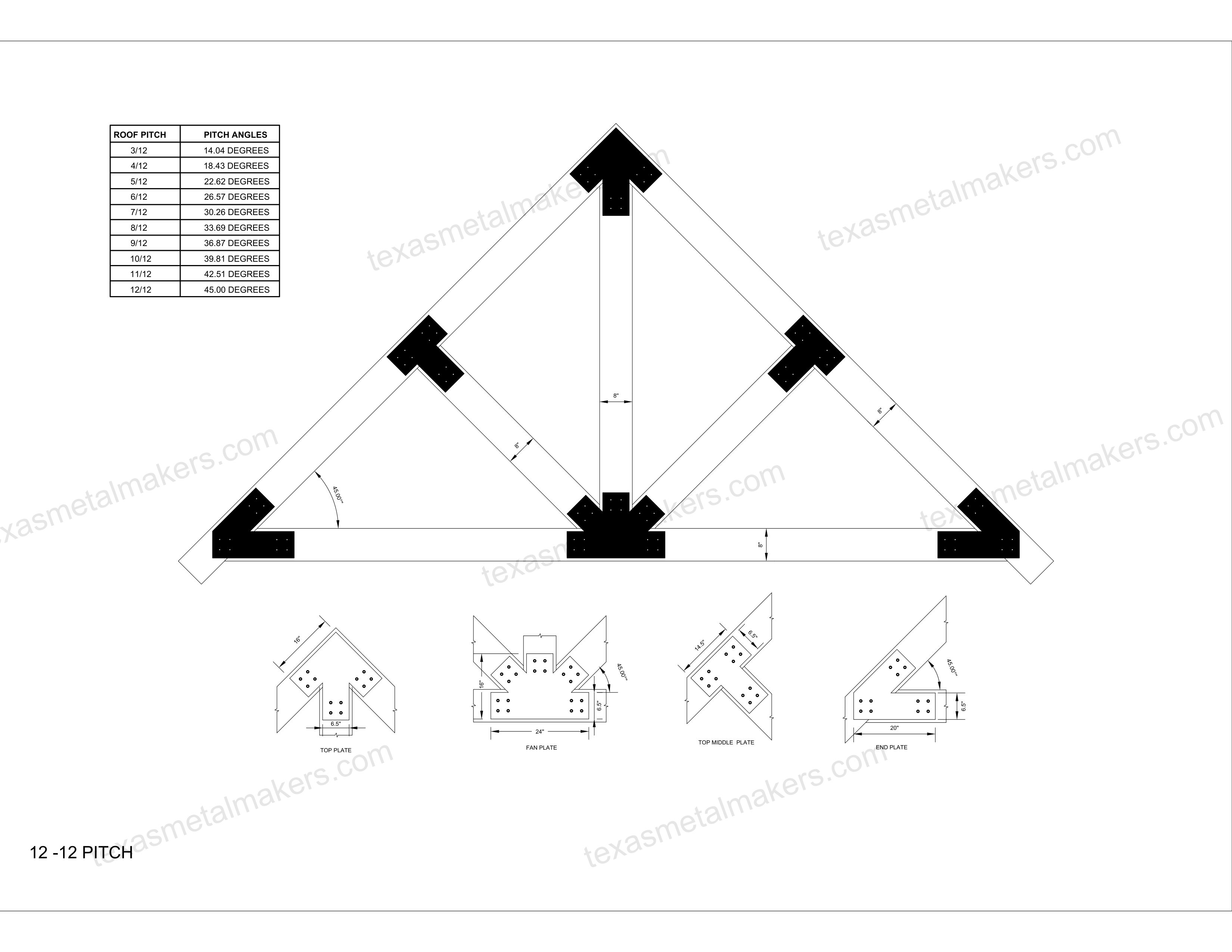 Structural Design Timber Truss Brackets for 8x8 Posts, 8" Timber Truss Bracket, 8x8 Fan Bracket