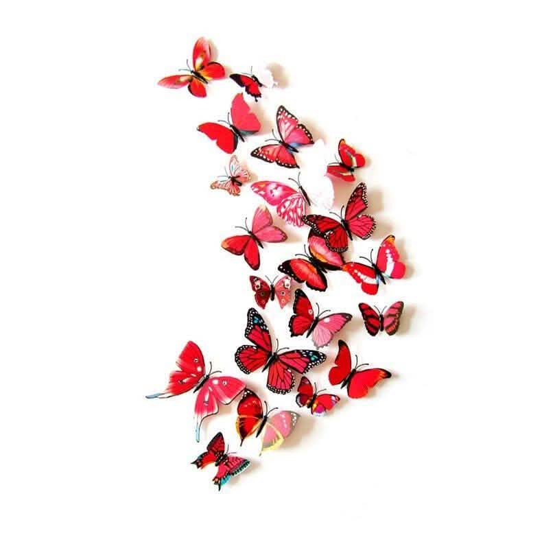 12-Piece Set: 3D Butterfly Magnets - Assorted Colors