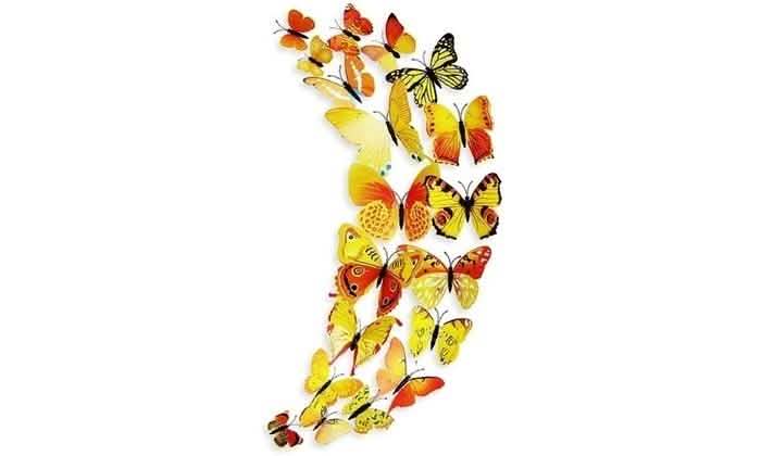 12-Piece Set: 3D Butterfly Magnets - Assorted Colors