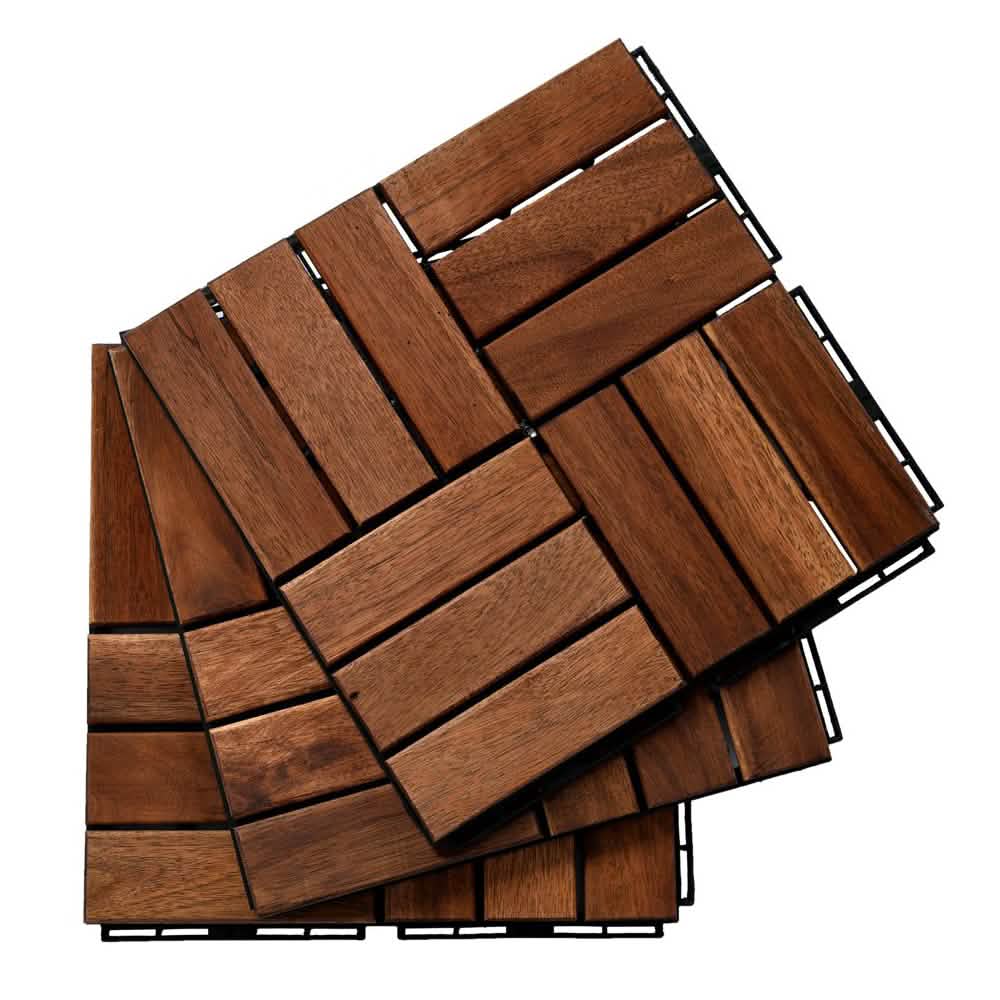 12" x 12" Square Teak Interlocking Deck Tiles