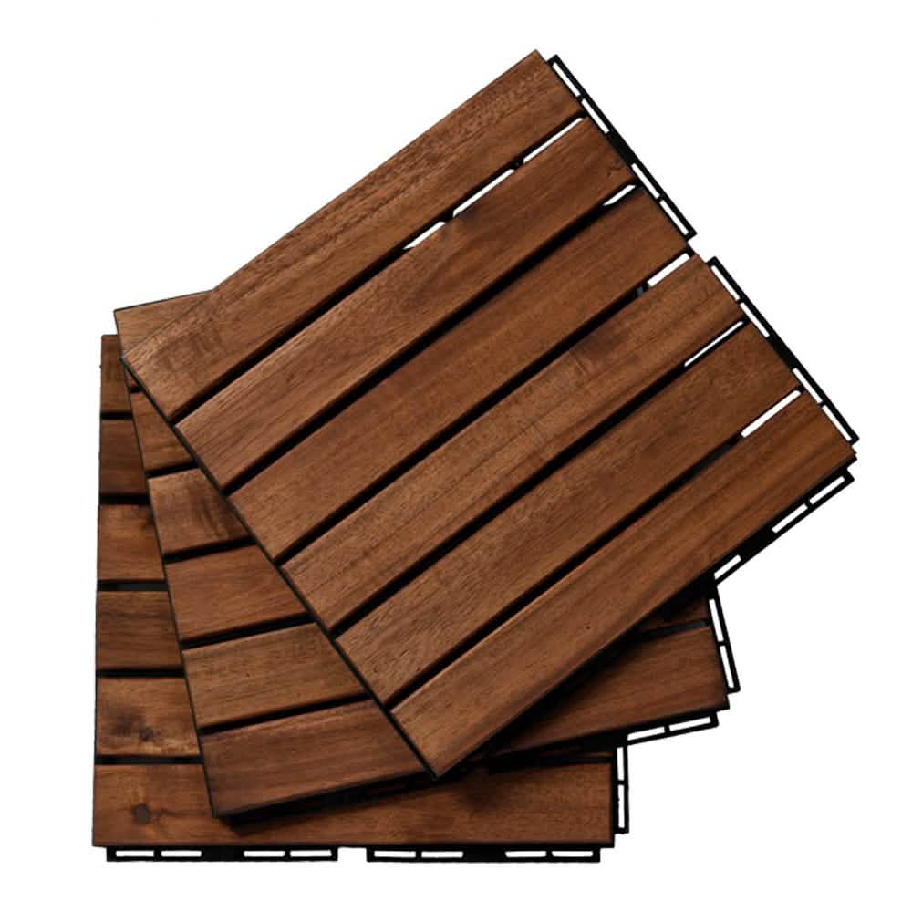12" x 12" Square Teak Interlocking Deck Tiles