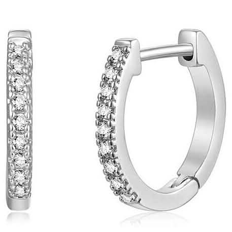 14K Gold Plated Cubic Zirconia Cuff Huggie Earrings