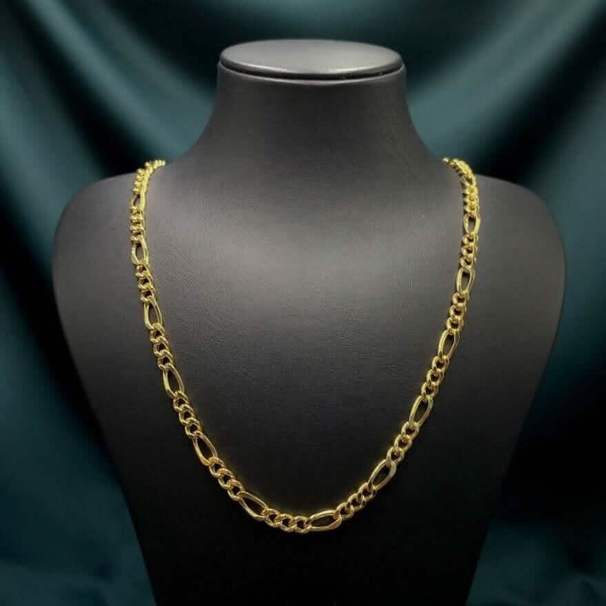 14K Solid Yellow Gold 4mm Figaro Link Chain Necklace