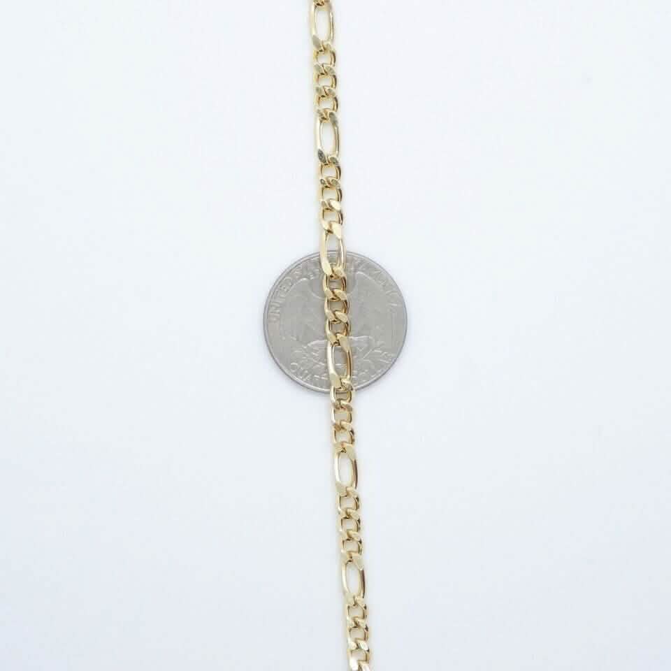 14K Solid Yellow Gold 4mm Figaro Link Chain Necklace