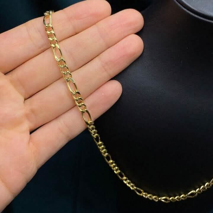 14K Solid Yellow Gold 4mm Figaro Link Chain Necklace