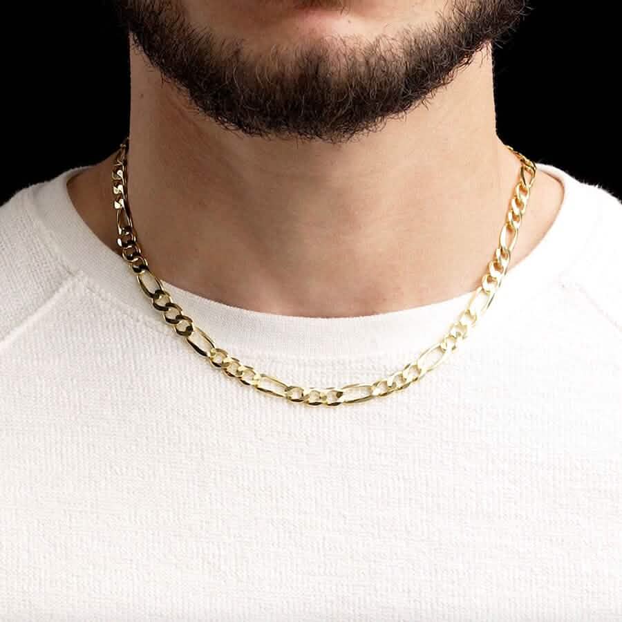 14K Solid Yellow Gold 5mm Figaro Link Chain Necklace
