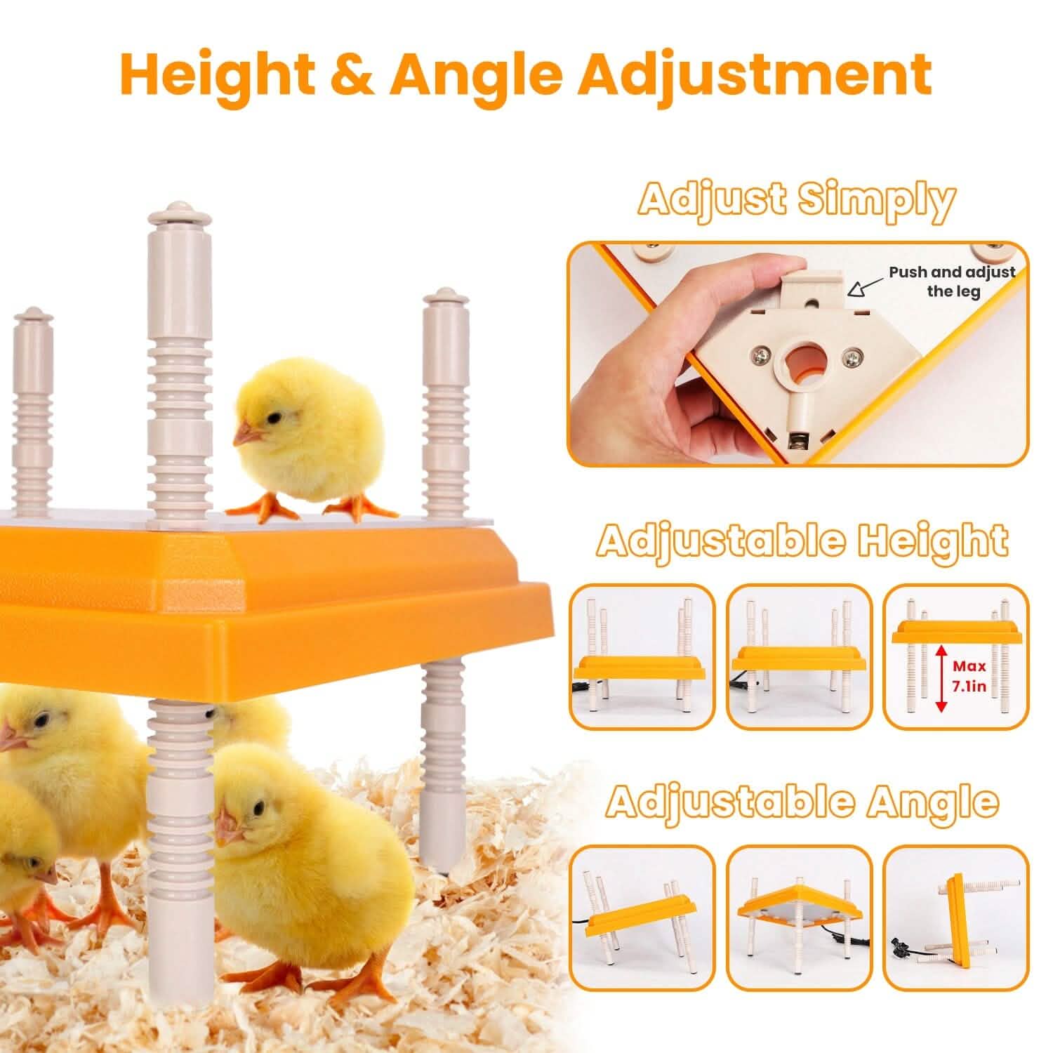15W Chicken Brooder Heater with Adjustable  Height Angle Max 131℉