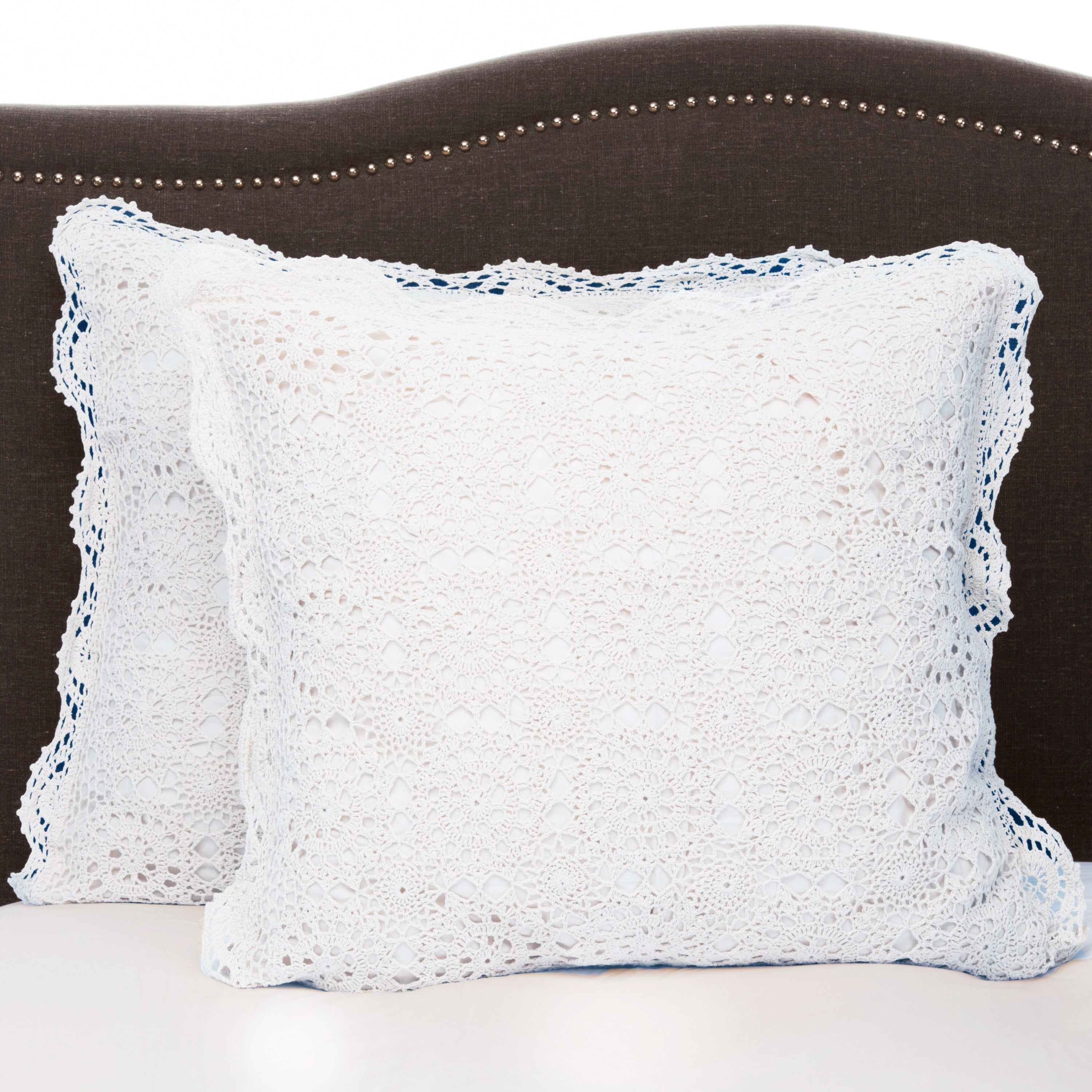Hand Made Crochet Cotton Pillow Sham Pairs