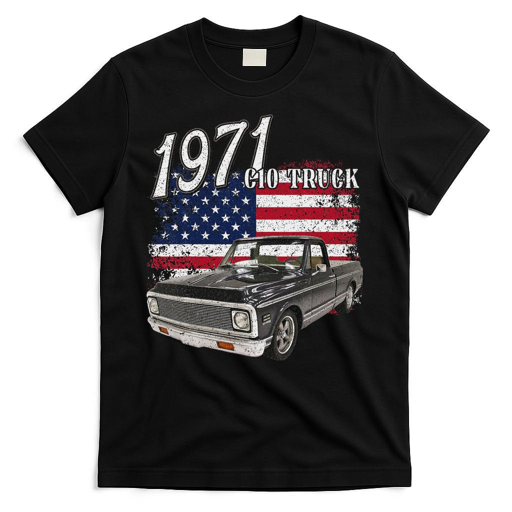 1971 71 C10 Truck Vintage 4th Of July American Flag T-Shirt