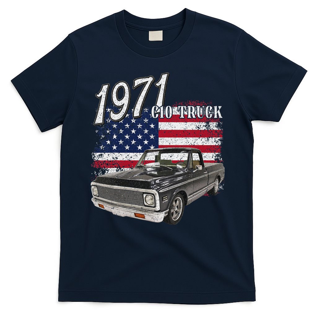 1971 71 C10 Truck Vintage 4th Of July American Flag T-Shirt