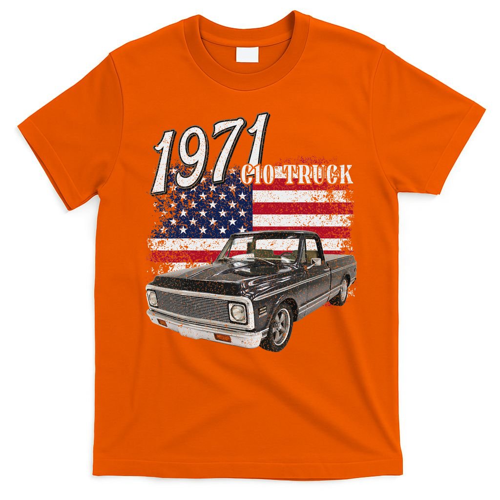 1971 71 C10 Truck Vintage 4th Of July American Flag T-Shirt