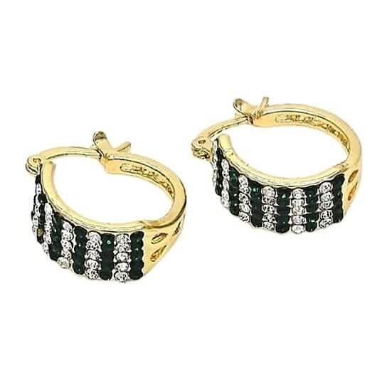 18k Gold-filled Emerald Crystal Pavé High-polish Cubic Zirconia Earrings