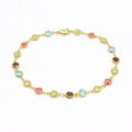18k Gold Filled High Polish Finish Multi Color Flower Crystal Ankle Bracelet