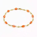 18K Gold Filled High Polish Finish Oval Crystal Ankle Bracelet