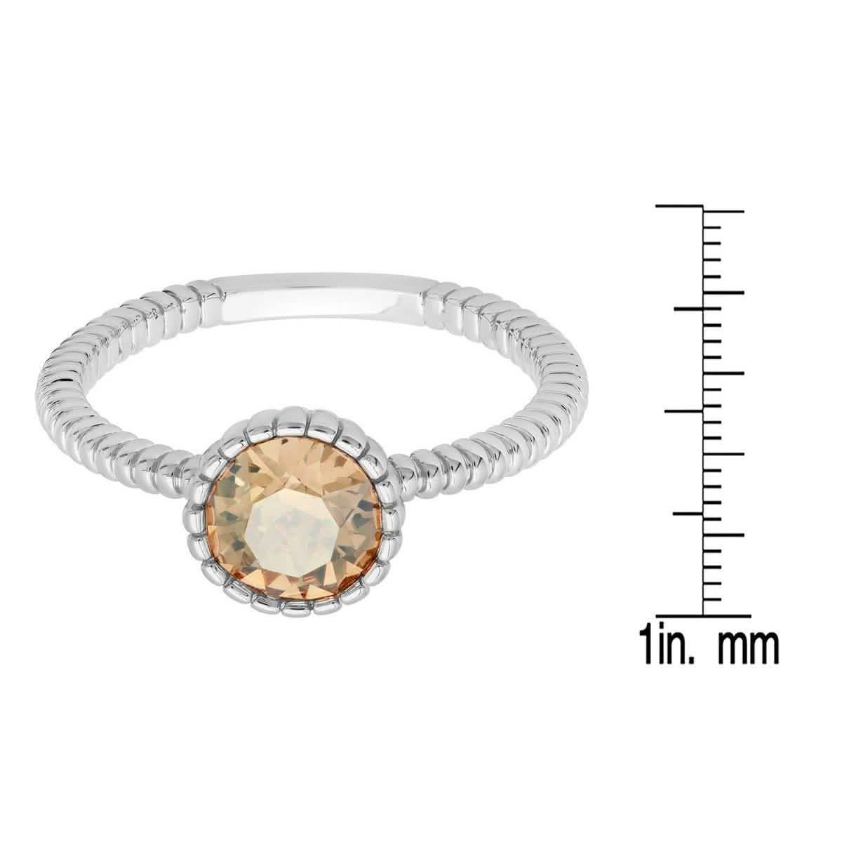 18k Gold Plated Brass Solitaire Rope Engagement Ring with Swarovski Crystals