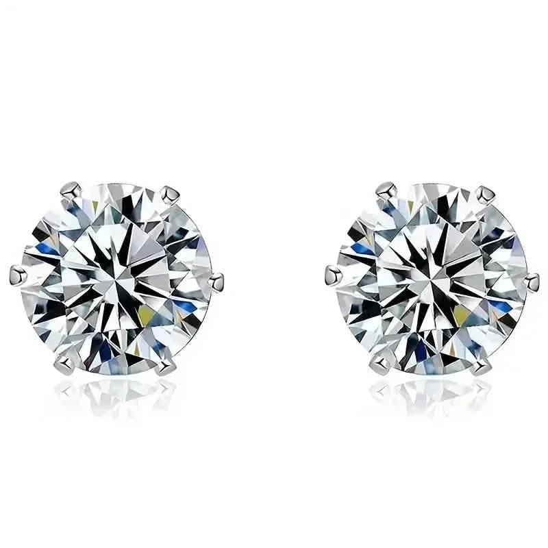 18K Gold Ear Bone Buckle Stainless Steel 6-Prong Zirconia Stud Earrings