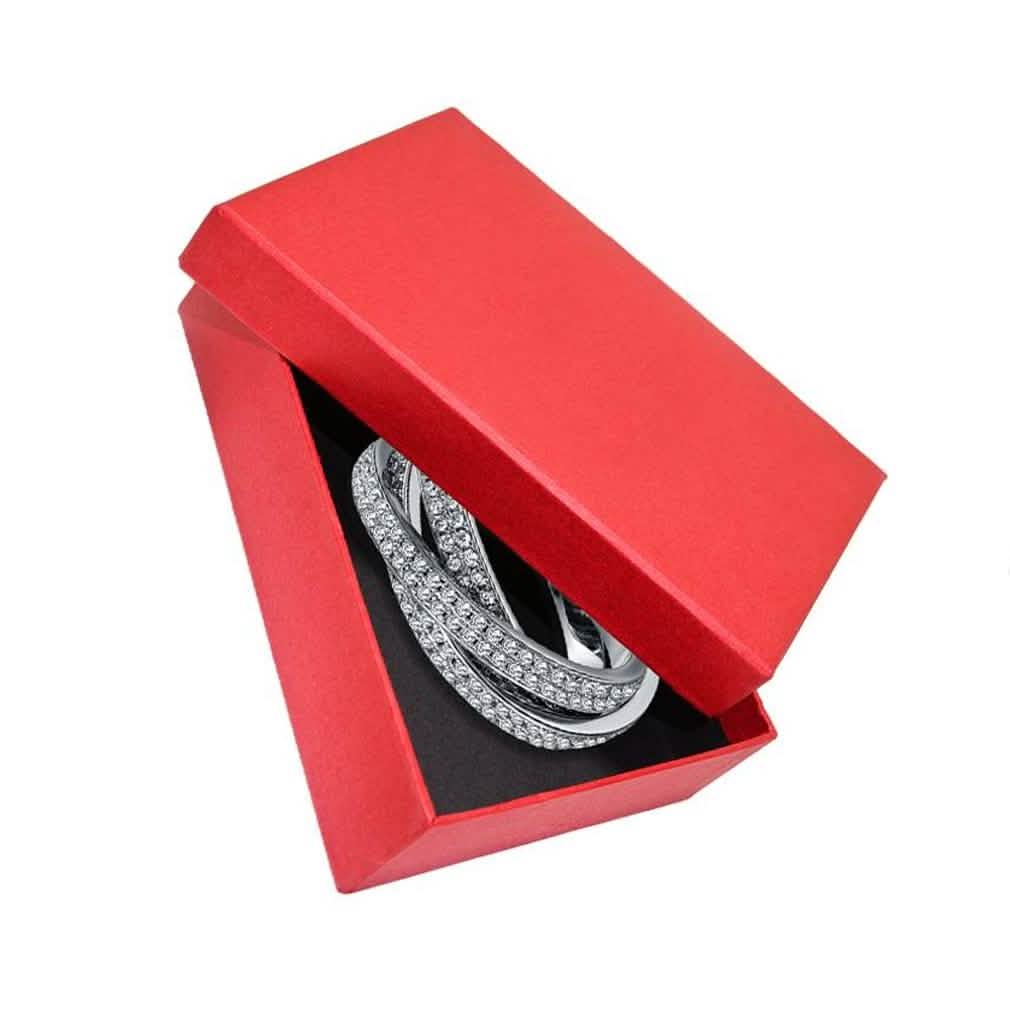 18K White Gold Plated Rolling Eternity Ring Made with Swarovski Elements