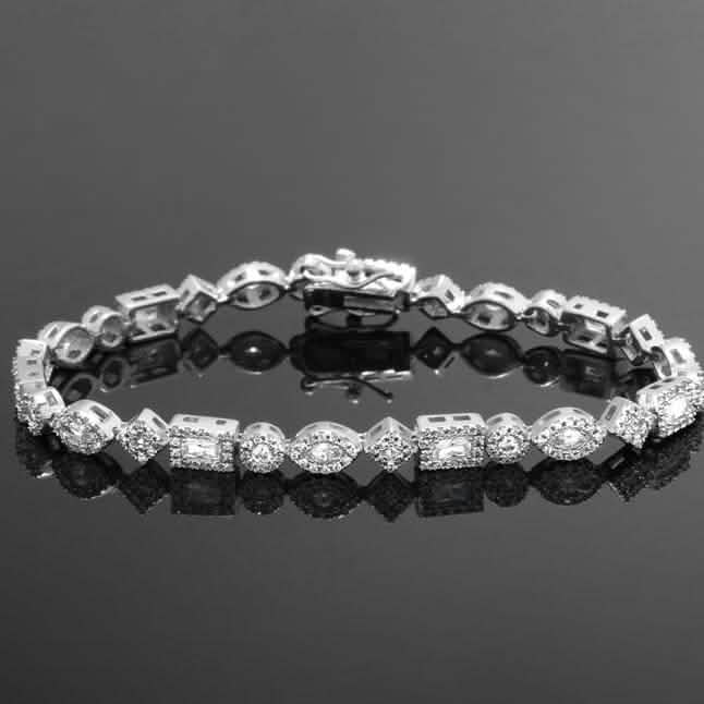 18K White Gold Plated Tennis Bracelets