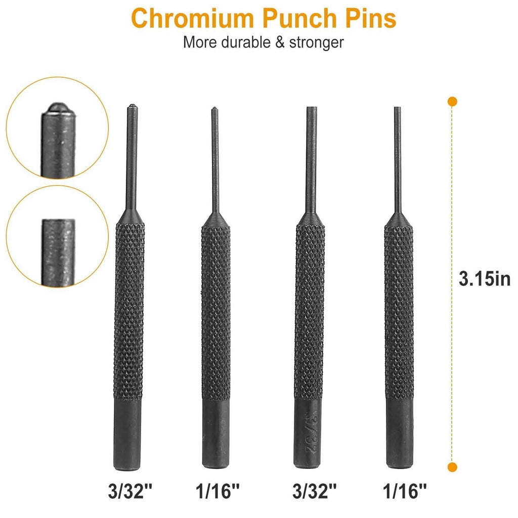 19-Piece: Hammer Punch Set Drift Pin Punch Kit with Portable Storage Box