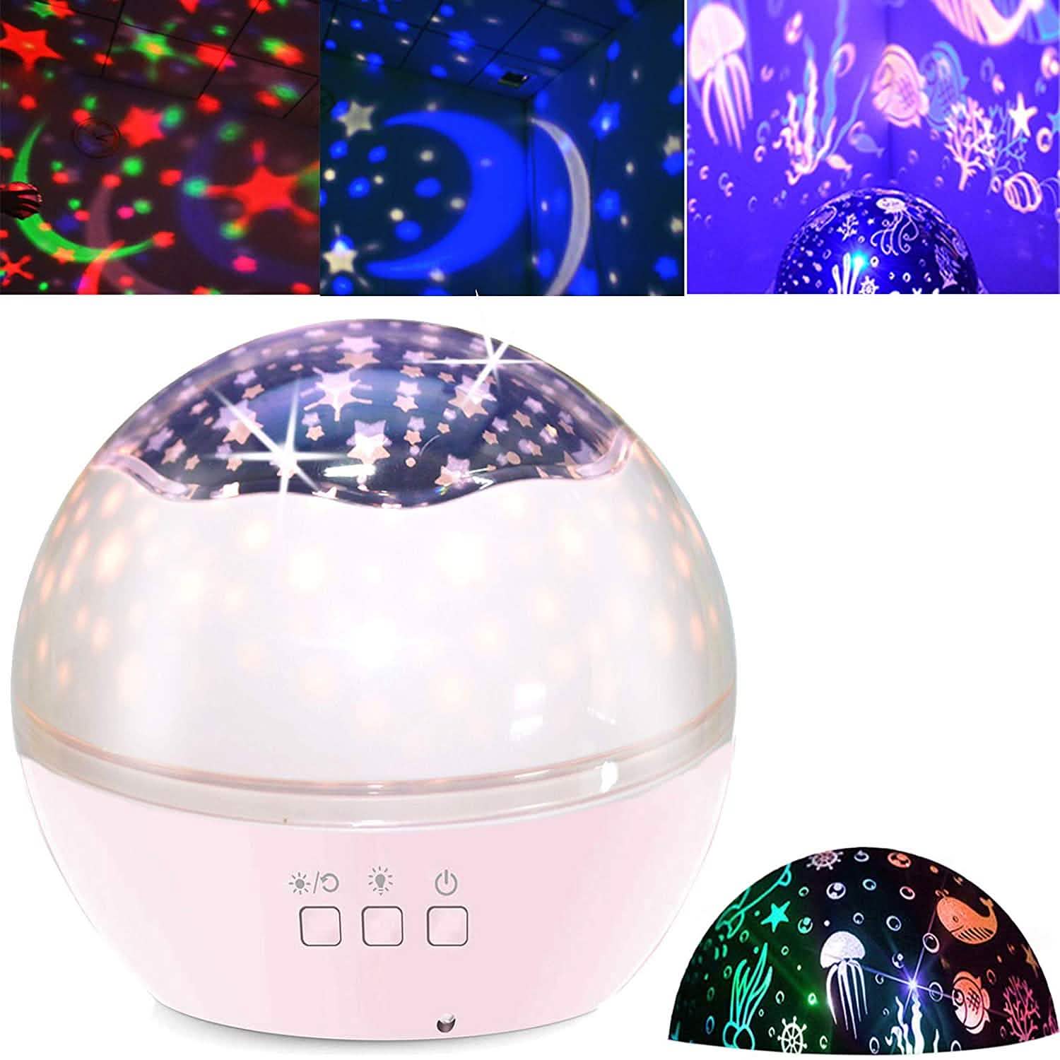 2-in-1 Ocean Star Night Light Projector Lamp 360 Degree Rotating