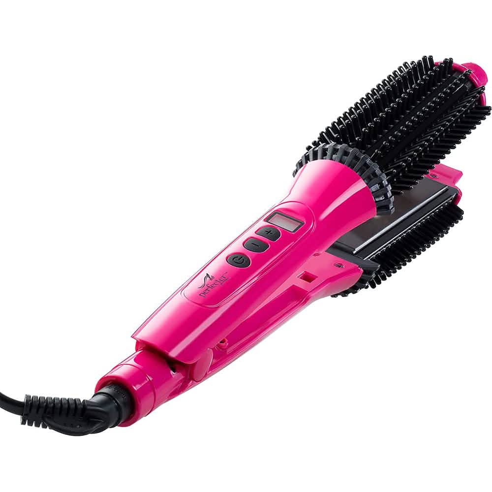 2-in-1 Perfecter Flat Iron Hair Straightener and Hot Round Brush