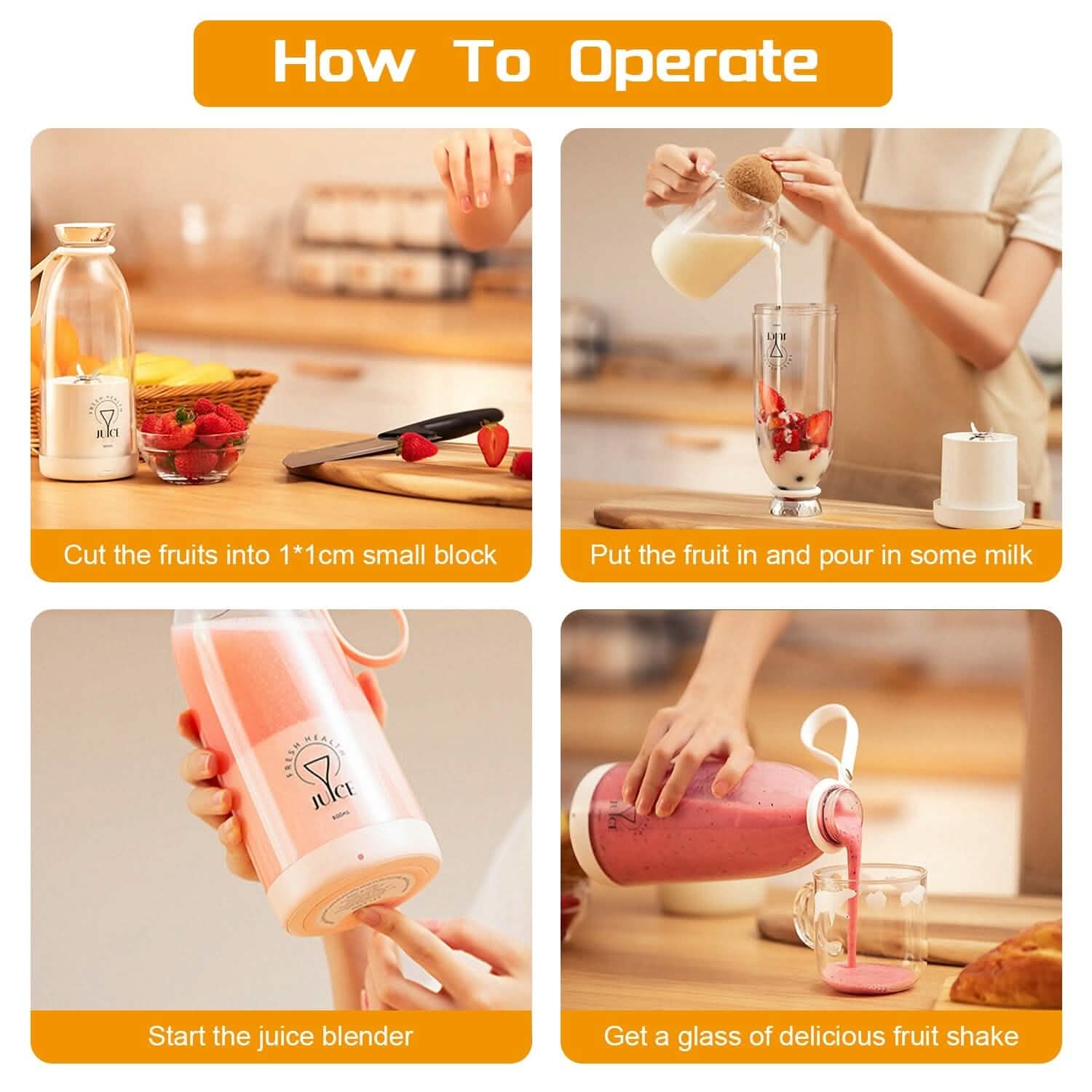 2-in-1 Portable Fruit Blender Rechargeable