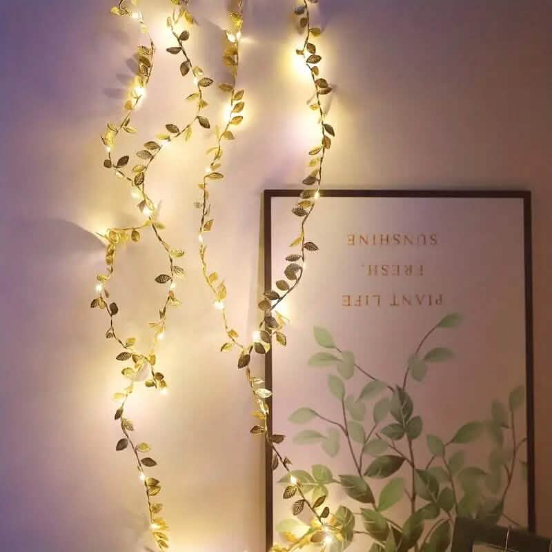 2 Meter 20 LED Simulation Golden Leaf Decoration String Lights