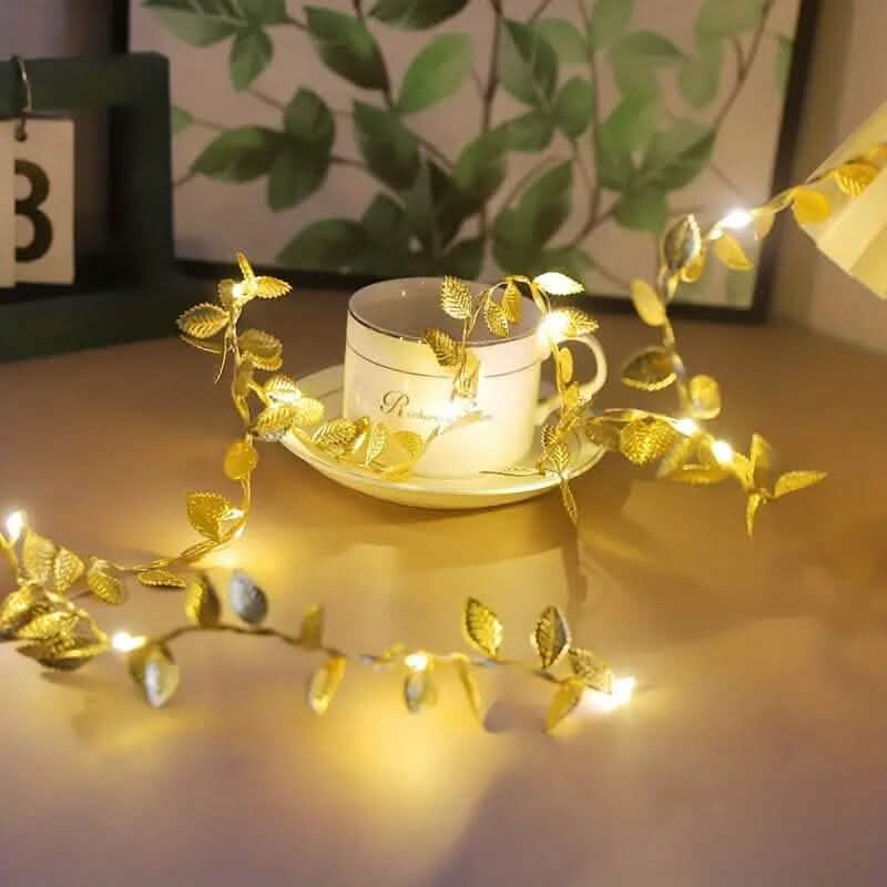 2 Meter 20 LED Simulation Golden Leaf Decoration String Lights