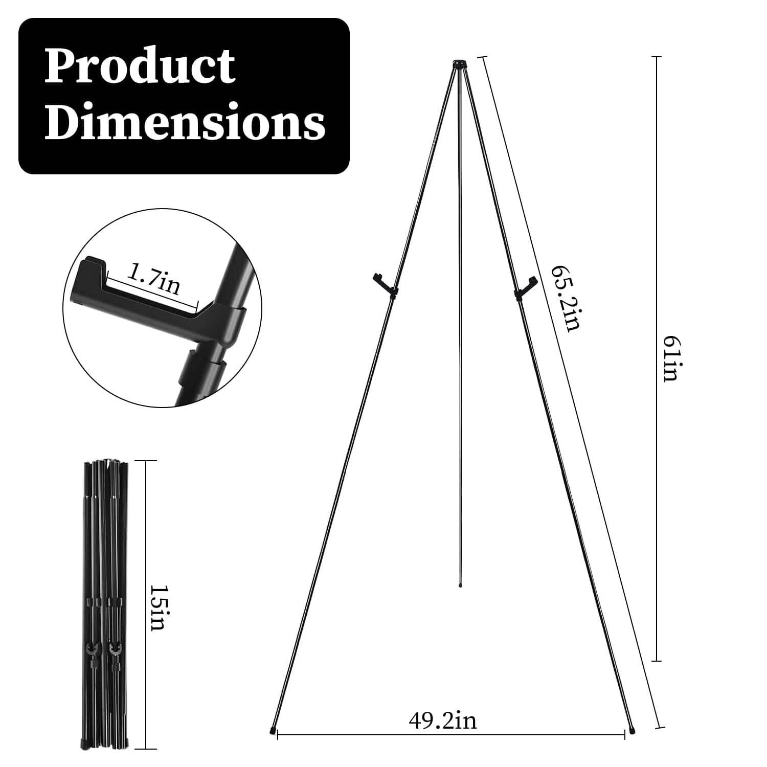 2-Pack: 61" Collapsible A Frame Tripod Easel Iron Alloy Drawing Stand