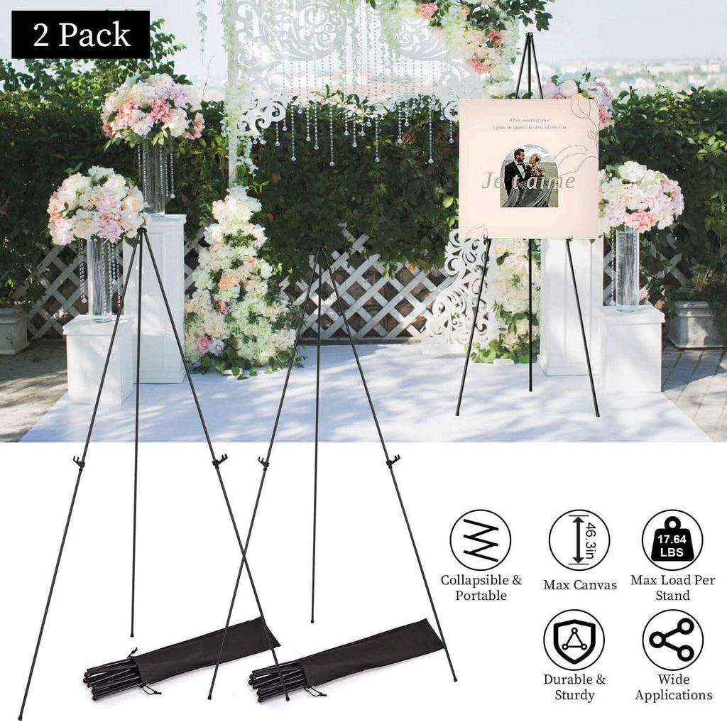 2-Pack: 61" Collapsible A Frame Tripod Easel Iron Alloy Drawing Stand