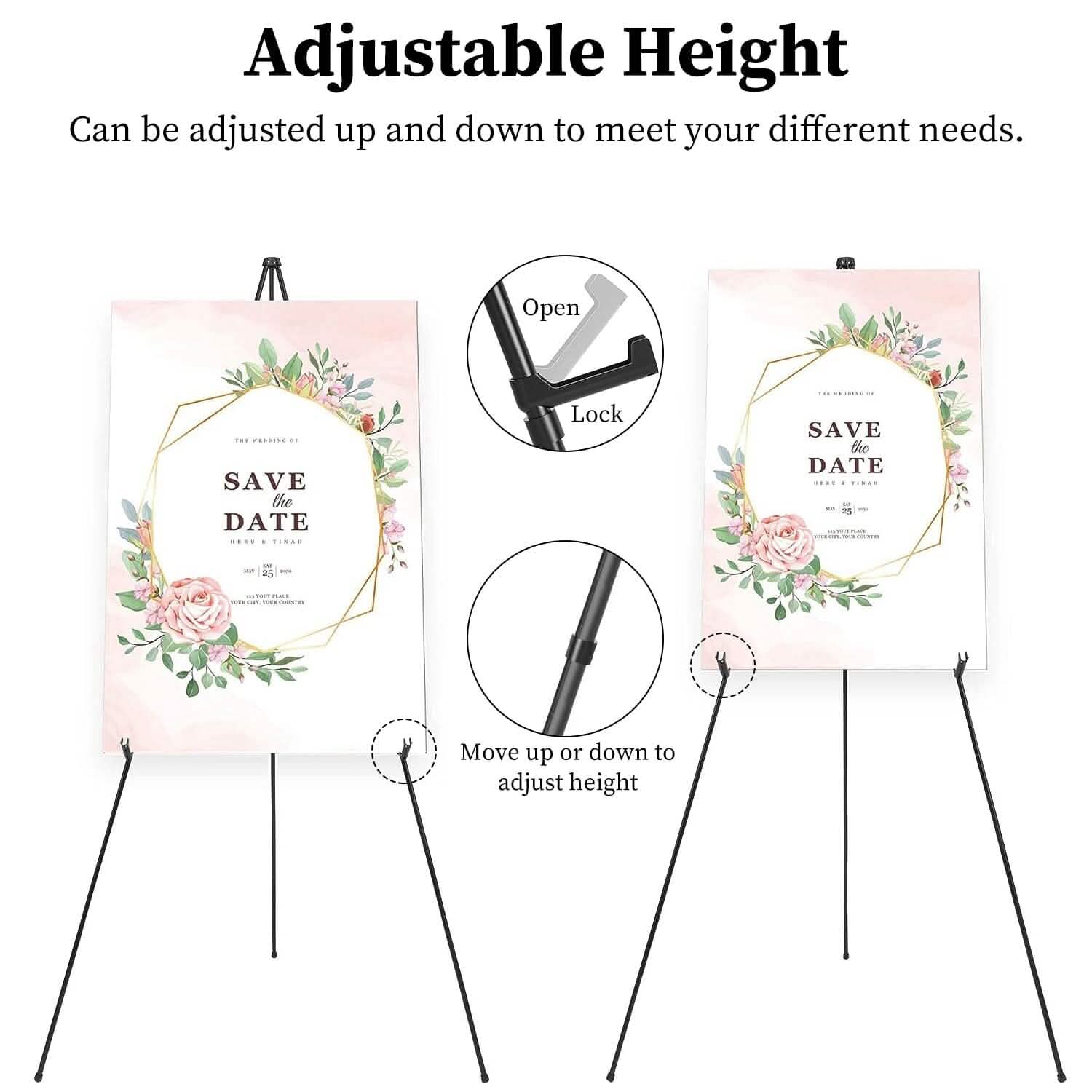 2-Pack: 61" Collapsible A Frame Tripod Easel Iron Alloy Drawing Stand