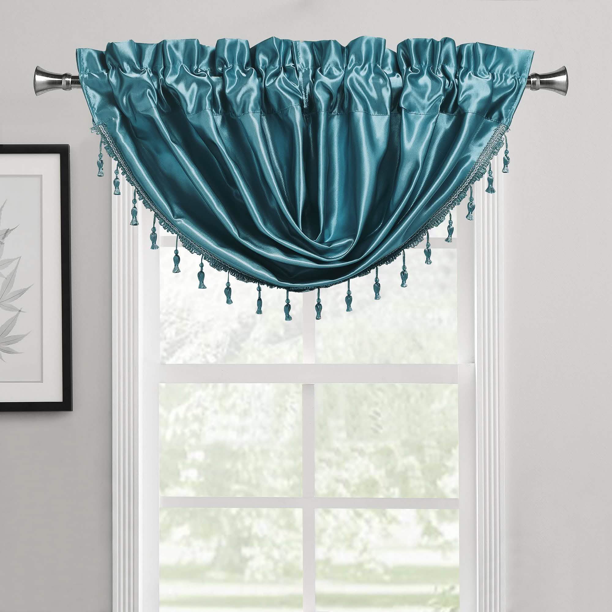 2-Pack: Luxury Waterfall Austrian Beads Trimmed Window Valances