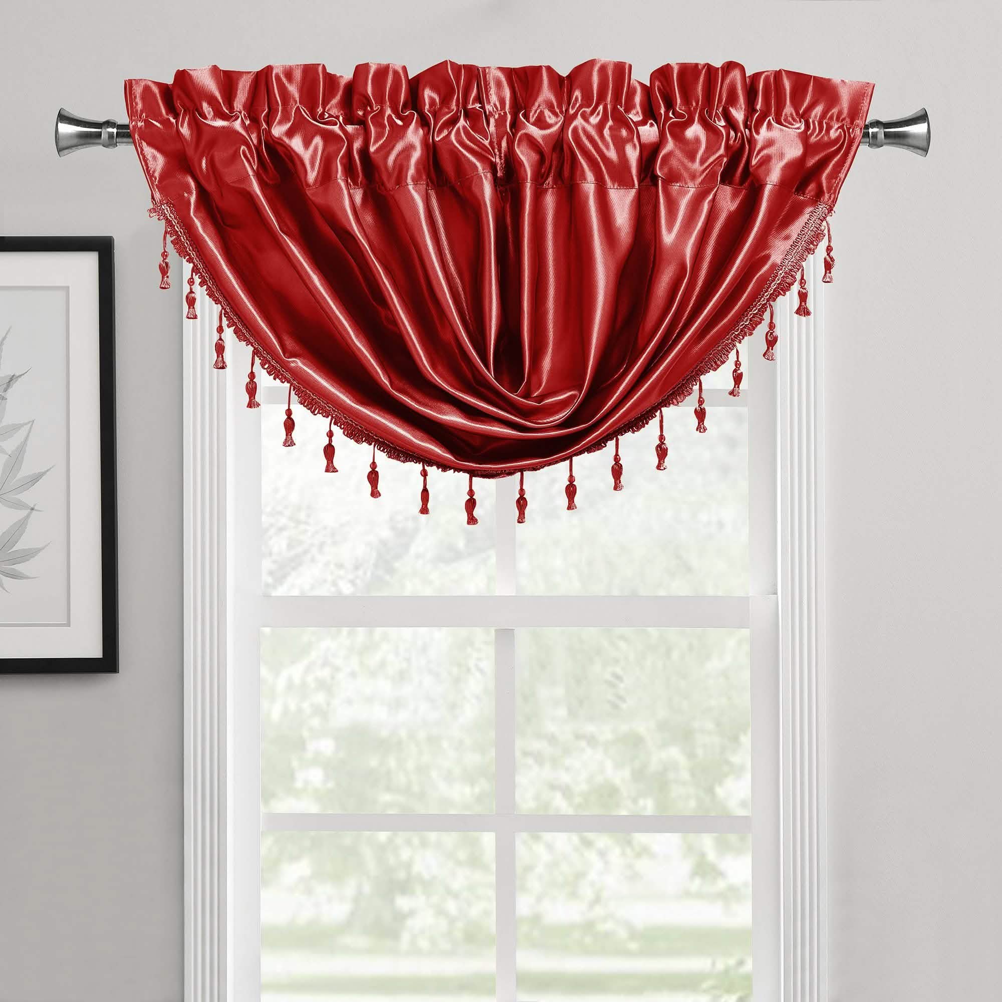 2-Pack: Luxury Waterfall Austrian Beads Trimmed Window Valances