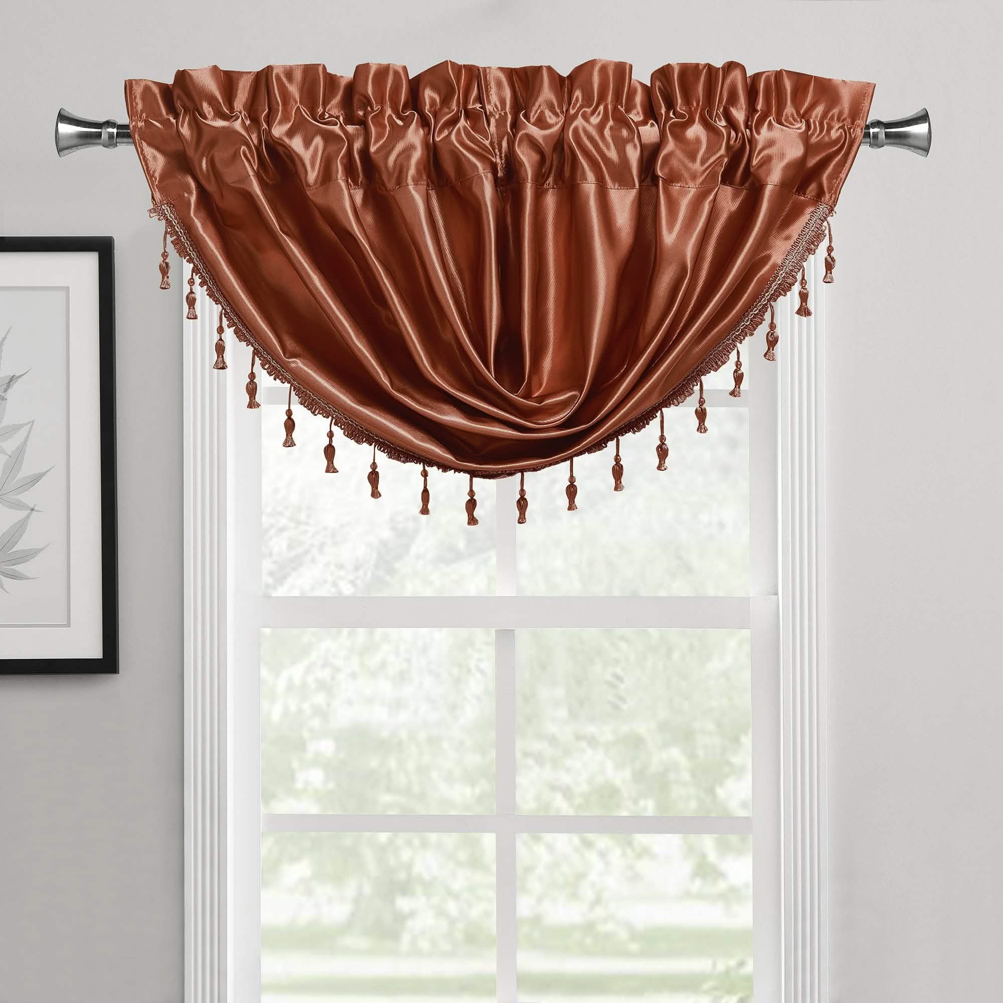 2-Pack: Luxury Waterfall Austrian Beads Trimmed Window Valances
