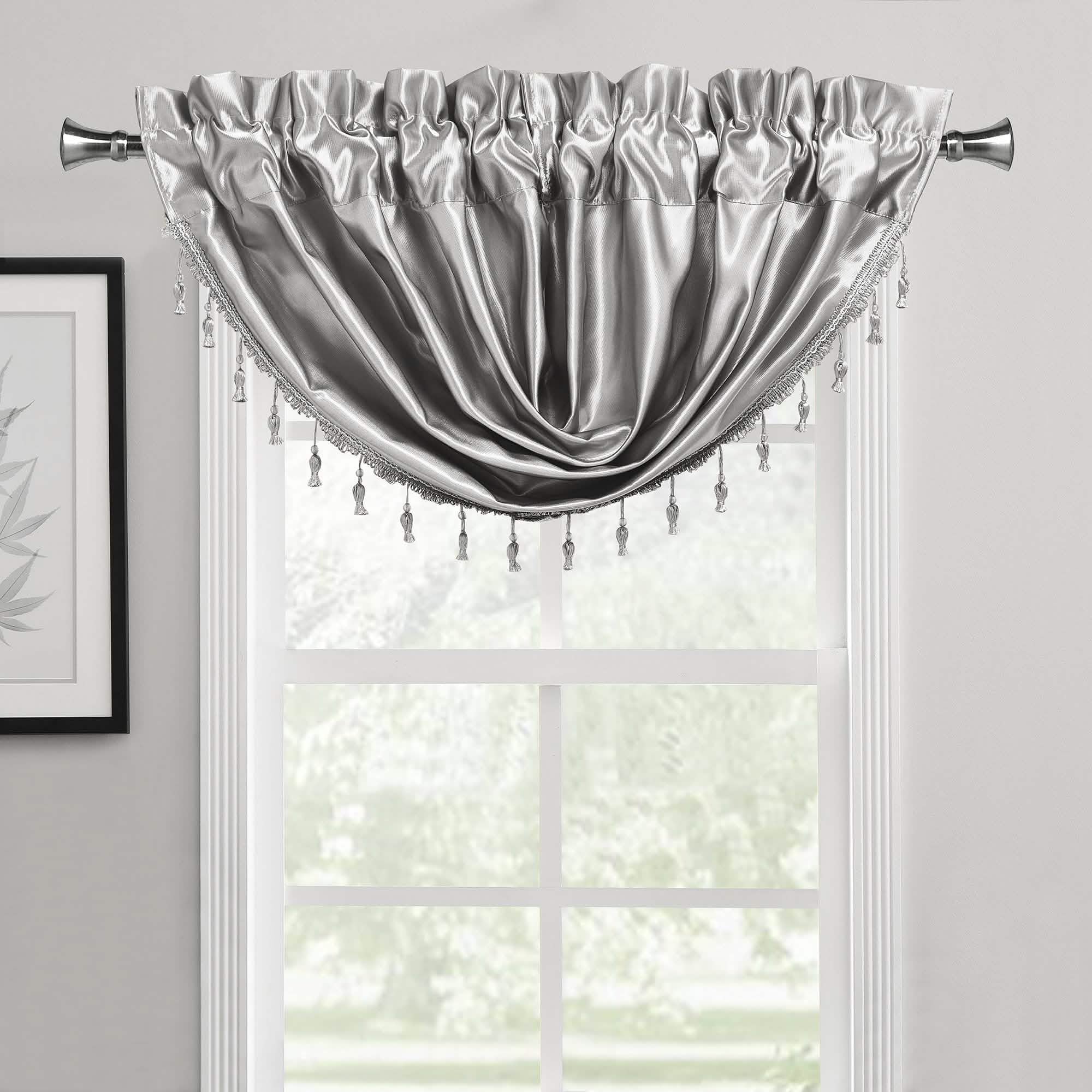 2-Pack: Luxury Waterfall Austrian Beads Trimmed Window Valances