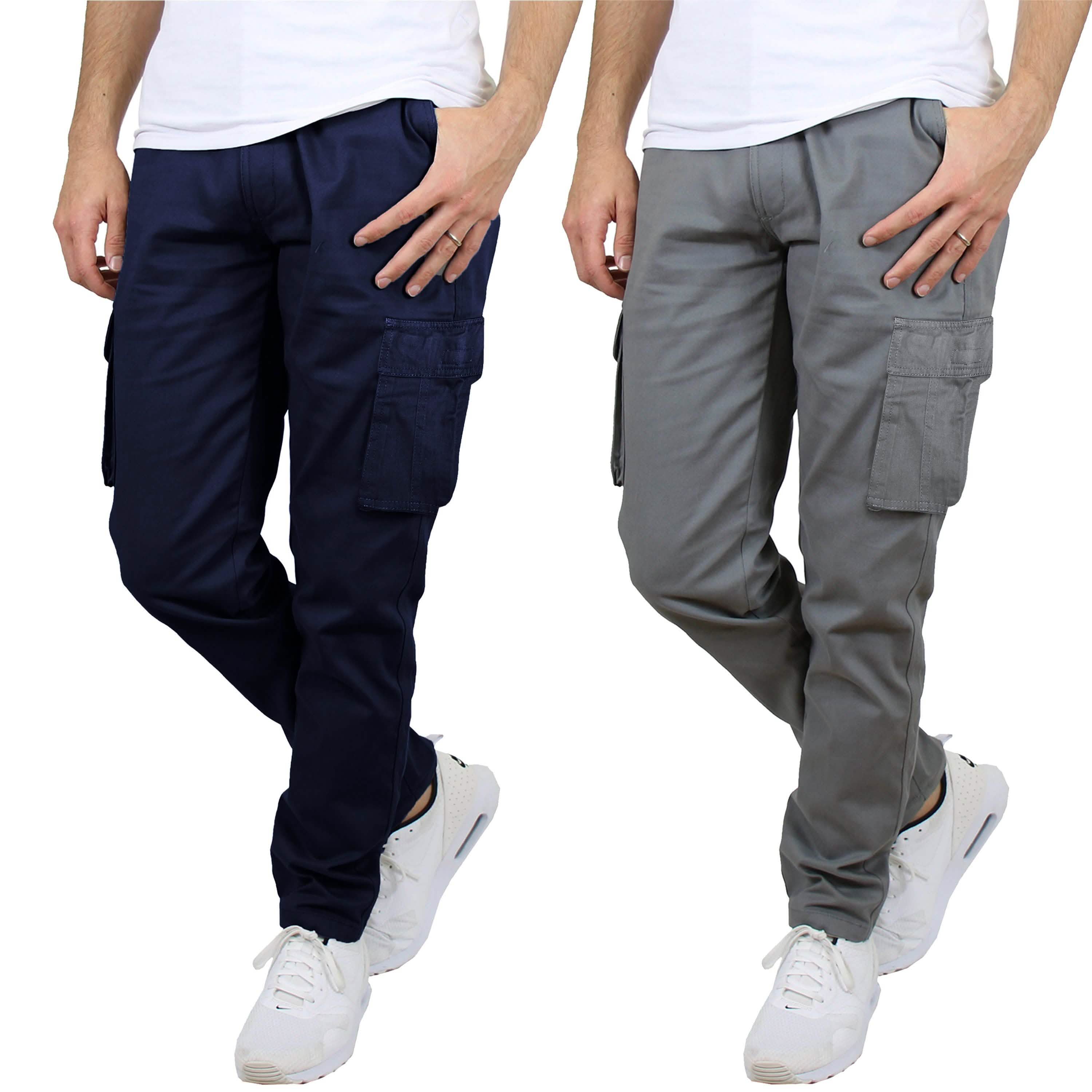 2-Pack: Men's Cotton Cargo Pants With Belt