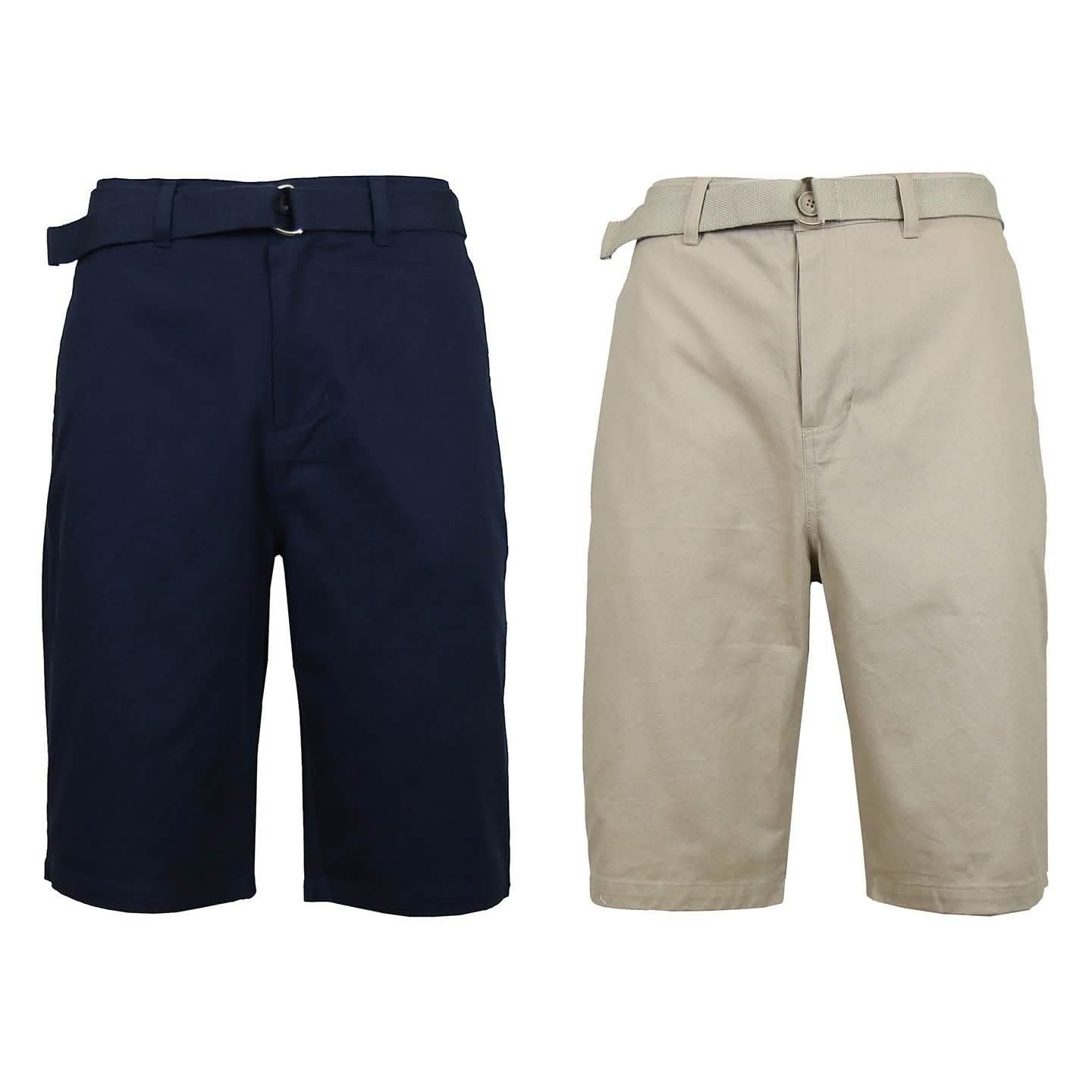 2-Pack: Men's Cotton Chino Shorts with Belt
