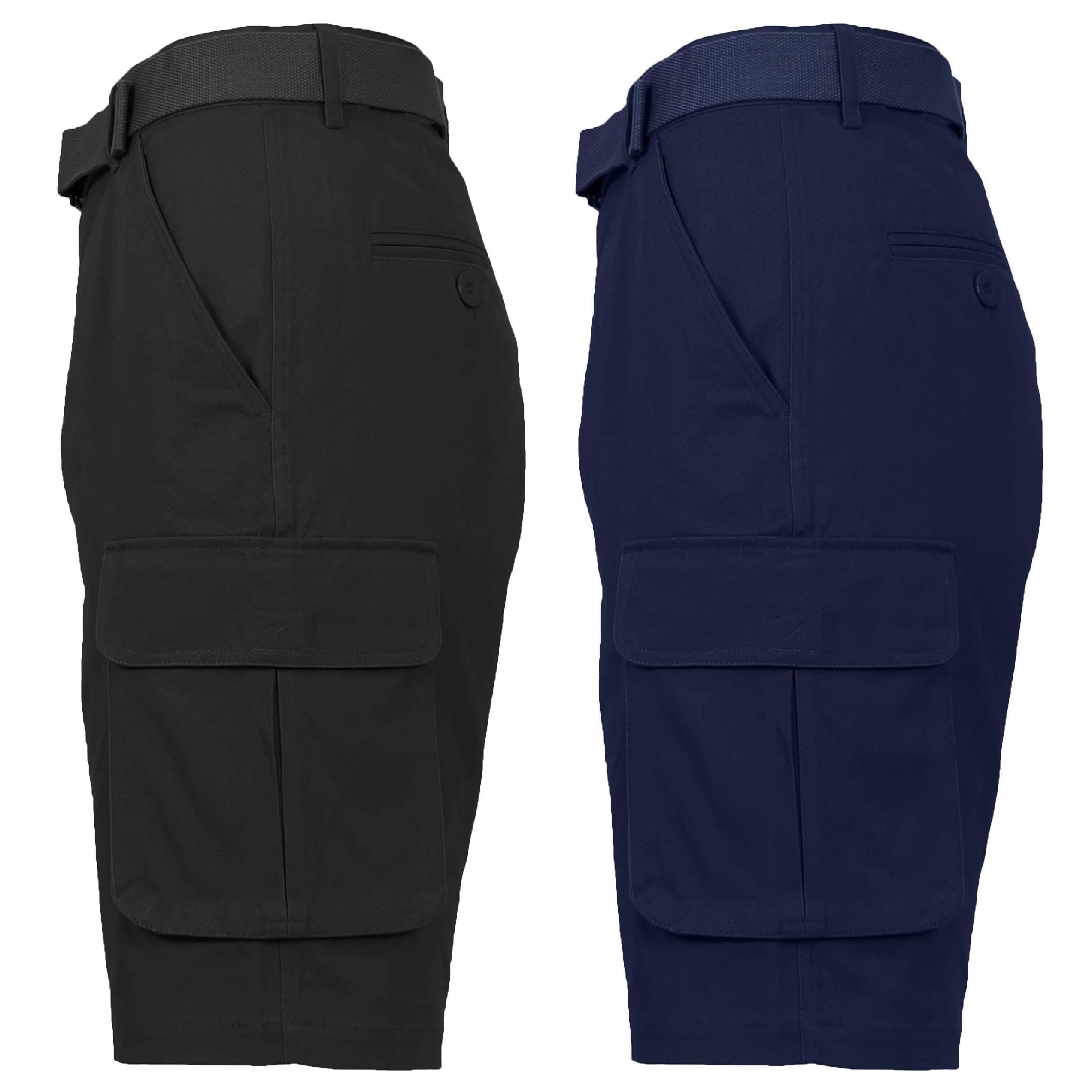 2-Pack: Men's Cotton Flex Stretch Cargo Shorts With Belt