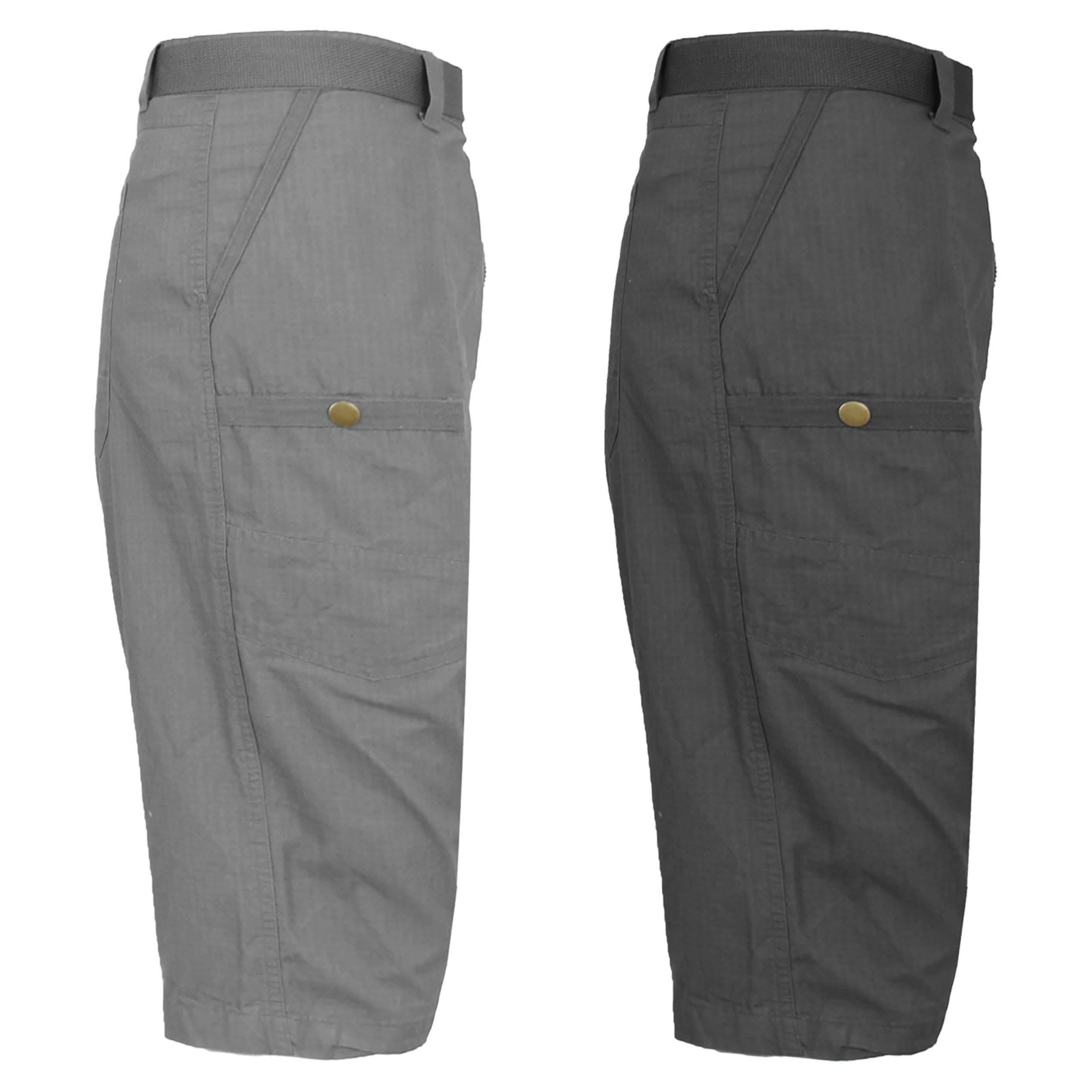 2-Pack: Men's Tech Extended Size Cotton Cargo Utility Belted Shorts