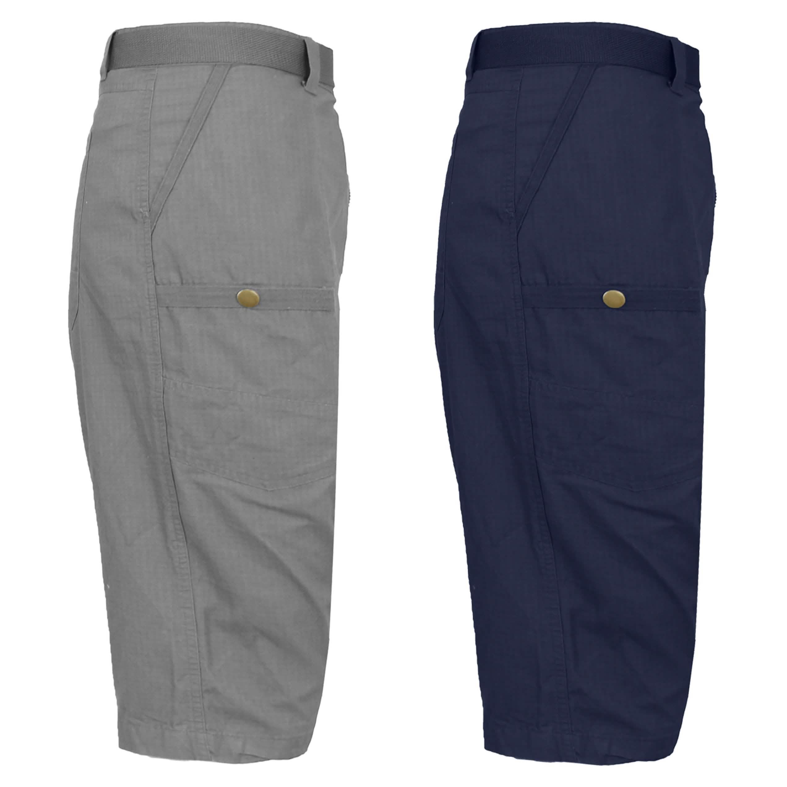 2-Pack: Men's Tech Extended Size Cotton Cargo Utility Belted Shorts